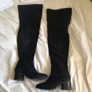 Black Knee High Suede Boots